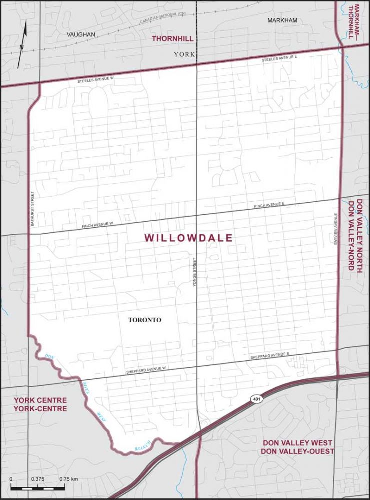 Willowdale Ontario riding map